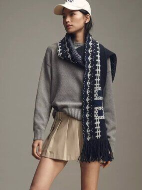 Damson Madder Rhona Scarf in Navy/White House Print